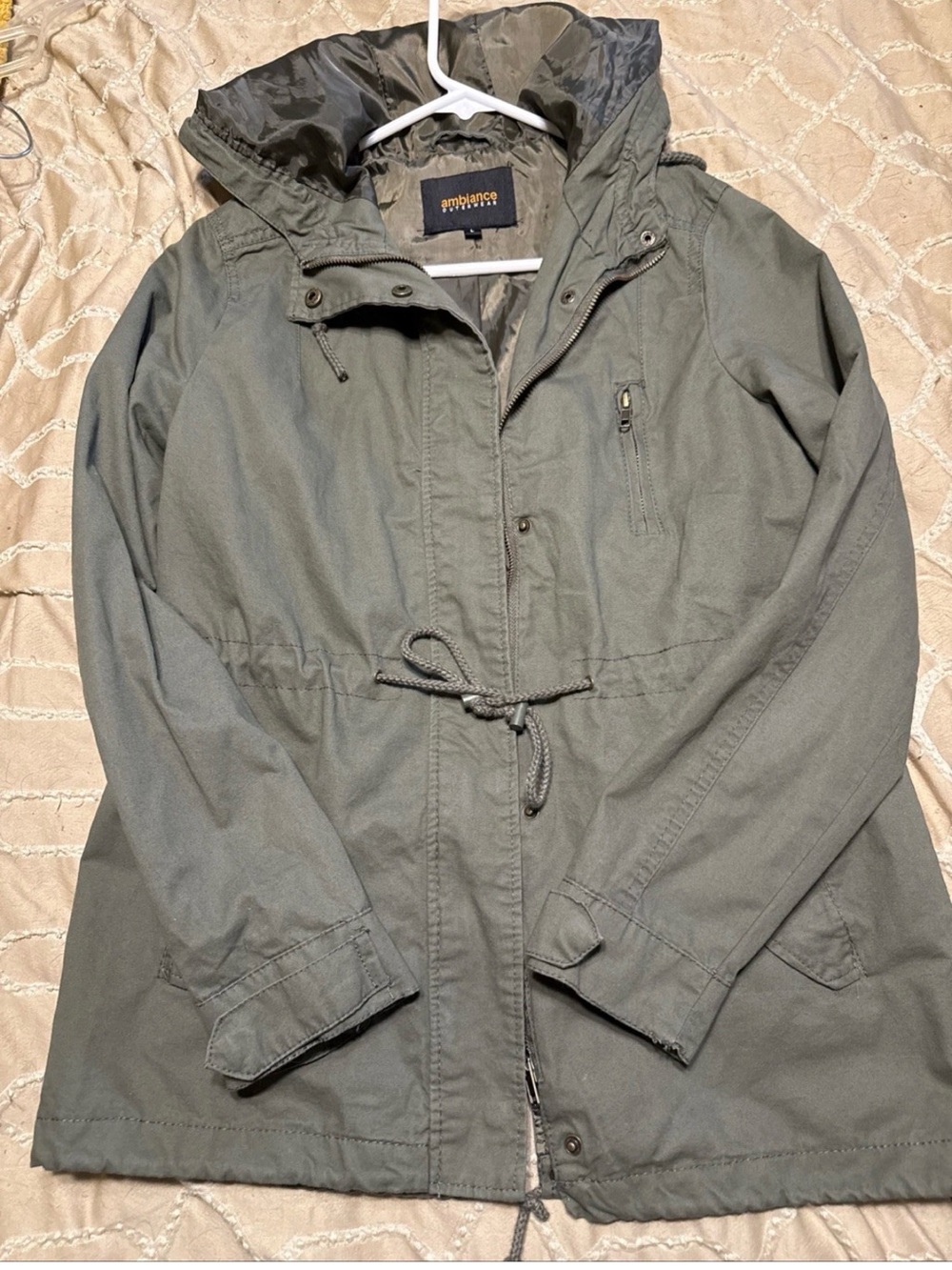 Ambiance Olive Hooded Field Jacket for Women